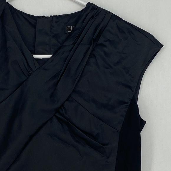 GILI QVC Womens Size 0 Woven Top with Twist Front Detail Noir Black Cap Sleeve - Picture 3 of 8